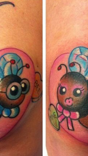 膝盖骨可爱的小蜜蜂纹身