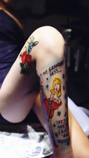 美女腿部英文女人纹身图案