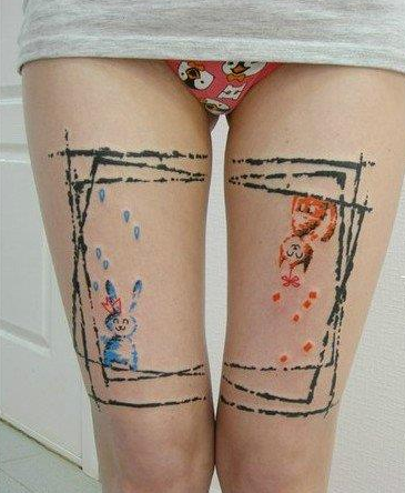 点击大图看下一张:女生大腿喜欢的小兔子纹身图案