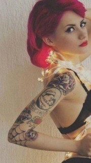 西洋美女花臂纹身