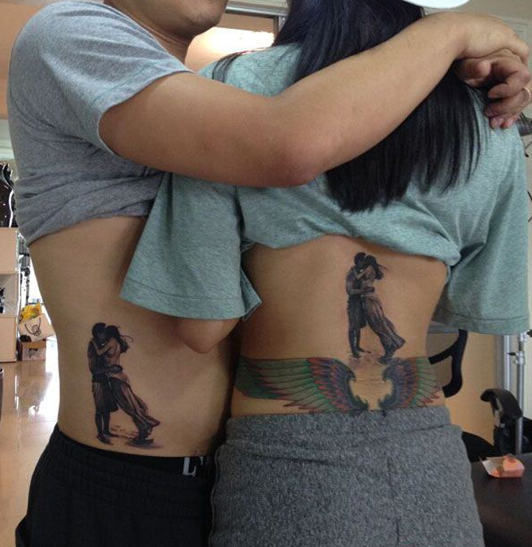 点击大图看下一张：情侣幸福肖像个性纹身图案