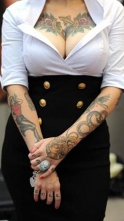性感美女胸部手臂个性图腾纹身图片