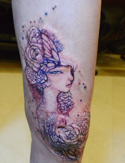 点击大图看下一张：鲜艳漂亮花仙子纹身图案