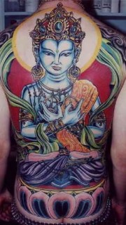 后背彩绘印度元素佛像纹身图