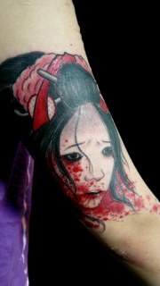 手臂艺妓纹身图案
