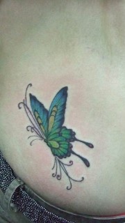 女生腰部好看的蝴蝶纹身图案