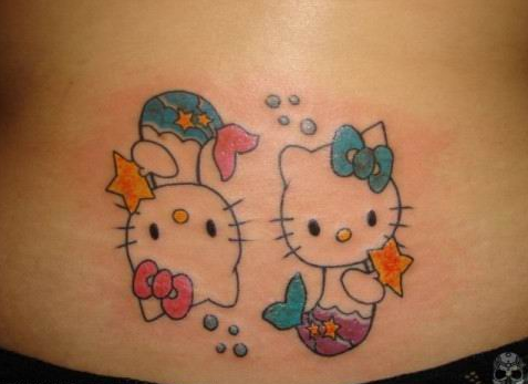 点击大图看下一张：可爱的KT猫纹身图案