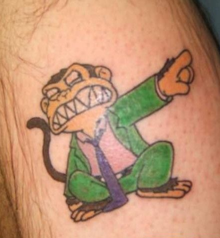 点击大图看下一张：小腿邪恶的猴子刺青