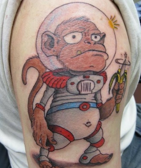 点击大图看下一张：个性猴子纹身图案