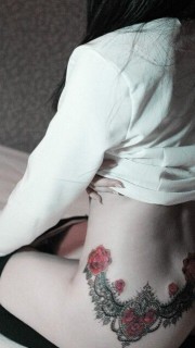 性感美女个性蕾丝玫瑰刺青图案