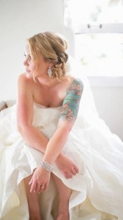 漂亮新娘的花臂纹身图案