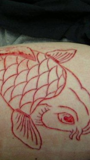 大腿割肉鲤鱼纹身图案