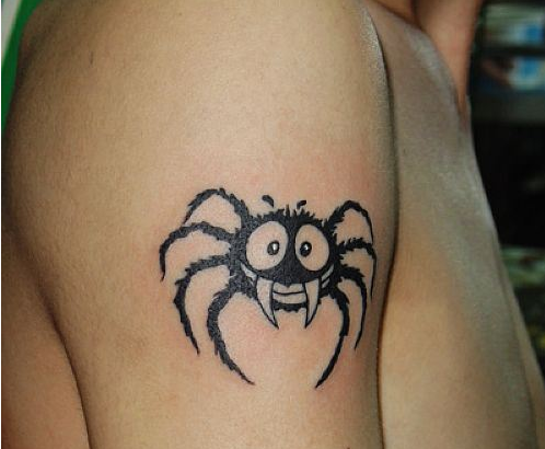 点击大图看下一张：手臂上搞笑可爱的蜘蛛刺青
