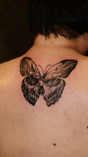 男性后背蝴蝶纹身图案