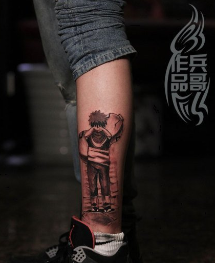 点击大图看下一张：男生腿部火影忍者纹身