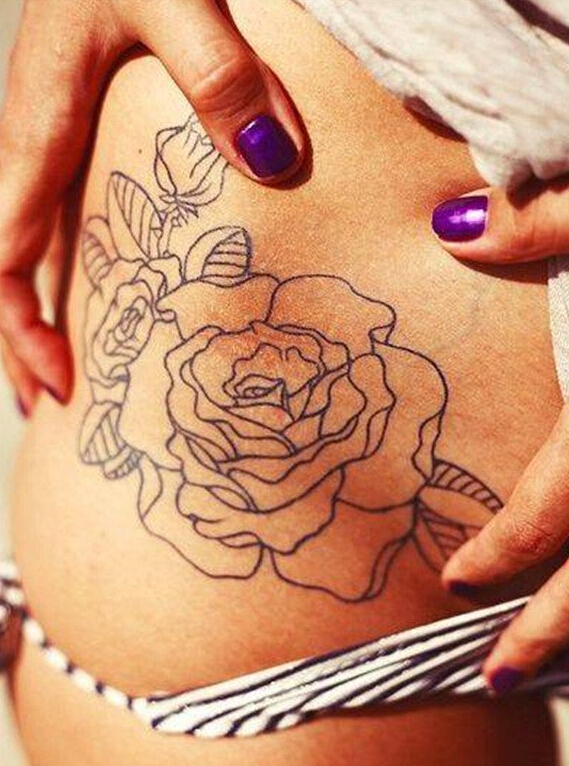 点击大图看下一张:性感女生腰腹好看的牡丹花