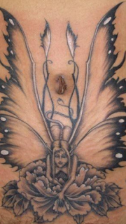 腹部天使精灵纹身图案