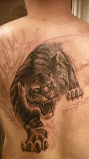 后背凶猛逼人的老虎纹身图片