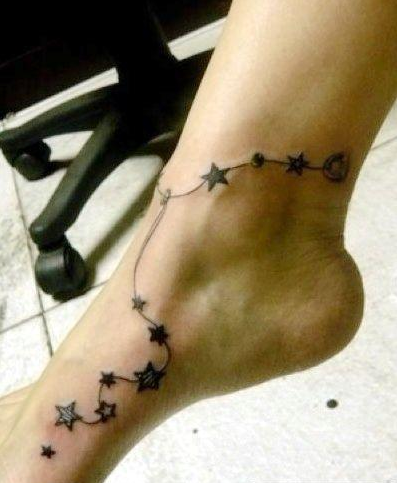 点击大图看下一张：脚部流行的五角星脚链刺青
