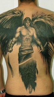 男生背部超帅的满背天使刺青图片