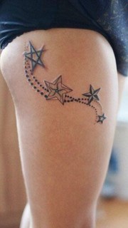 女性大腿个性流星纹身