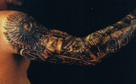 点击大图看下一张：手臂欧美风机械纹身图案
