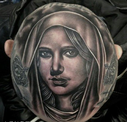 点击大图看下一张：头部希腊女神纹身图案