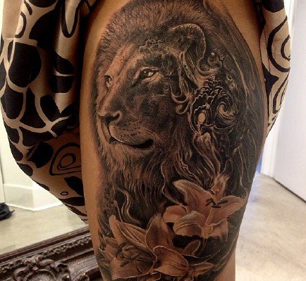 点击大图看下一张：威风霸气狮子王纹身图案