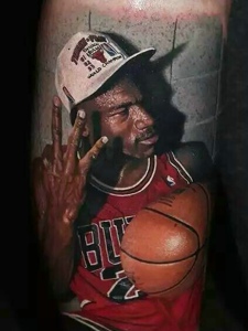 非常逼真的3d篮球运动员纹身图案