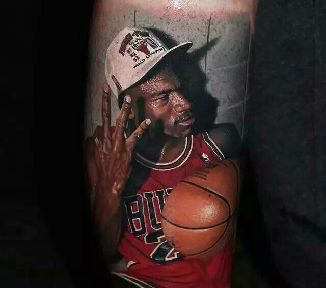 点击大图看下一张：非常逼真的3d篮球运动员纹身图案