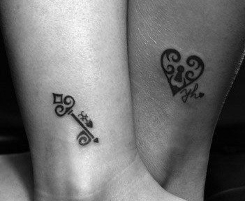 点击大图看下一张：超经典的情侣锁匙钥匙纹身小图案