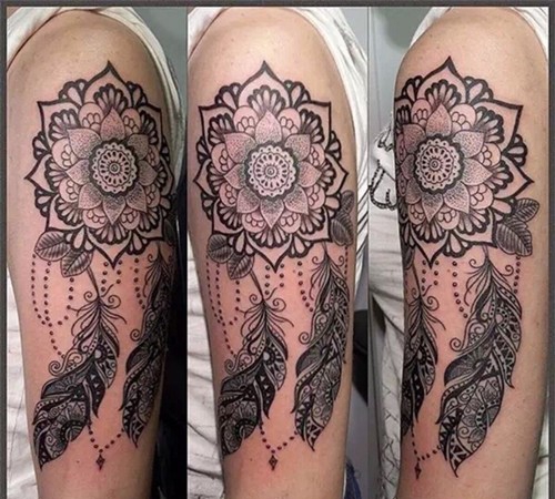 点击大图看下一张:能带来好运的捕梦网纹身大全