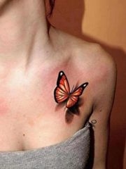 性感又唯美胸部翩翩起舞的蝴蝶纹身图案大全