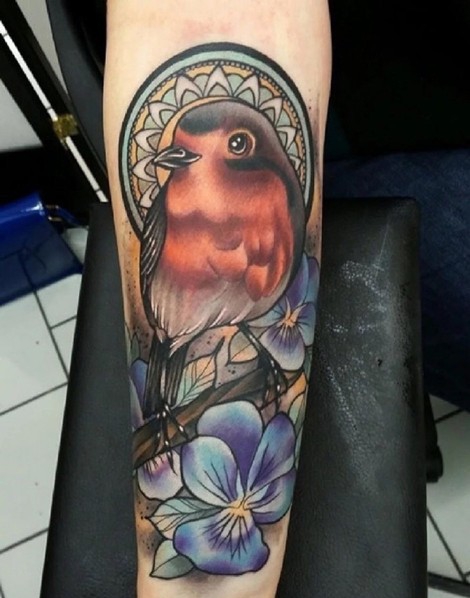 点击大图看下一张：分享一组手臂上的小鸟纹身