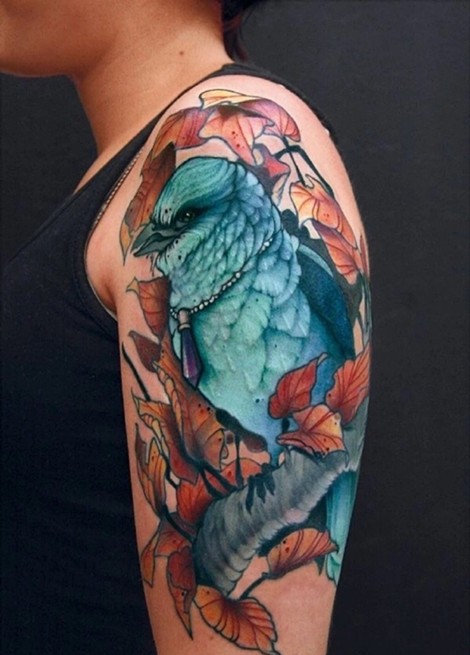 点击大图看下一张:分享一组手臂上的小鸟纹身