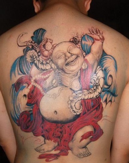 点击大图看下一张：男士喜爱的弥勒佛纹身