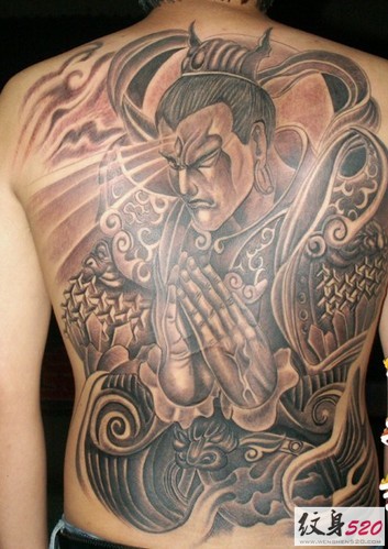 点击大图看下一张：超酷超帅气的二郎神杨戬满背纹身图4