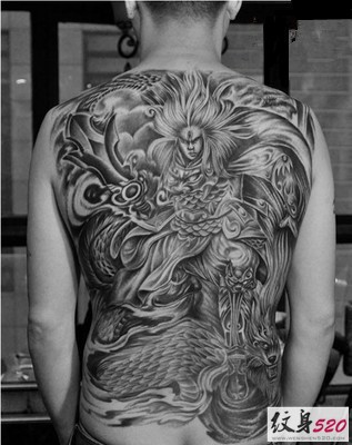 点击大图看下一张：超酷超帅气的二郎神杨戬满背纹身图7