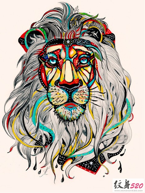 点击大图看下一张：欧美风时尚狮子纹身手稿图6