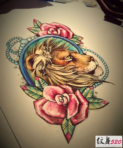 点击大图看下一张：欧美风时尚狮子纹身手稿图7
