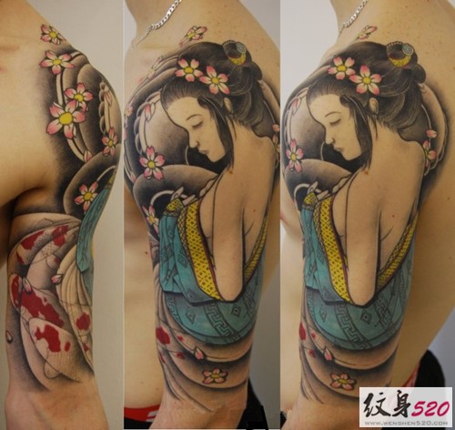 点击大图看下一张：传统时尚的日本艺妓纹身大全图6