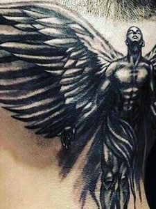 头部个性另类的天使纹身图案