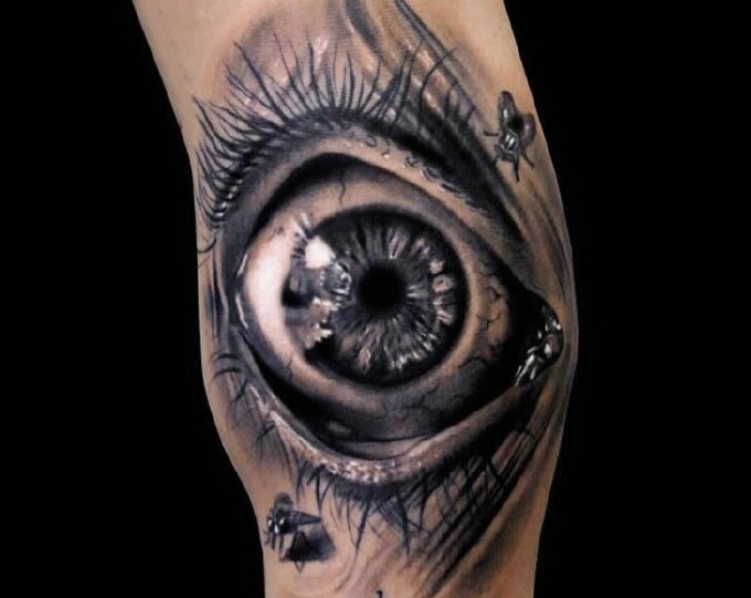 点击大图看下一张：非常逼真的3d眼睛纹身刺青