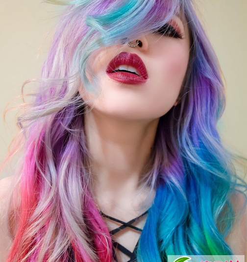 点击大图看下一张：彩虹染发 欧美时尚混搭原宿染发