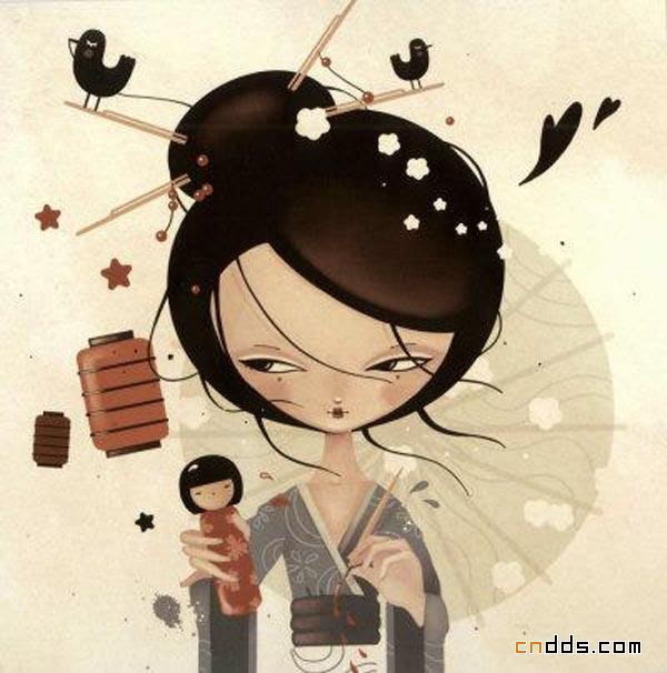 点击大图看下一张：让你在回首的个性中国风插画设计