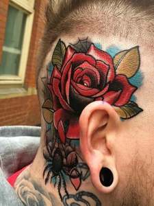 一组时尚别致的玫瑰花朵纹身图案
