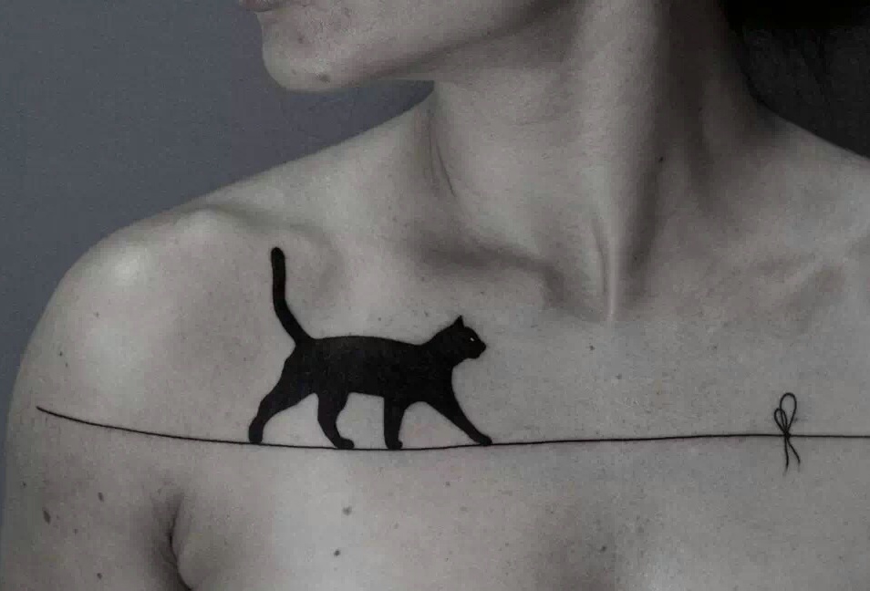 点击大图看下一张：简单巧妙和有趣的黑线纹身刺青