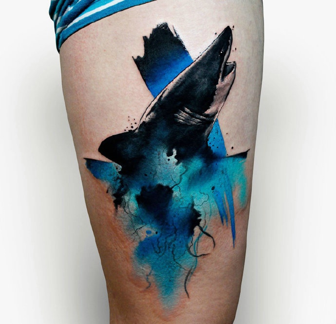 点击大图看下一张：一组抽象化水彩图腾纹身刺青