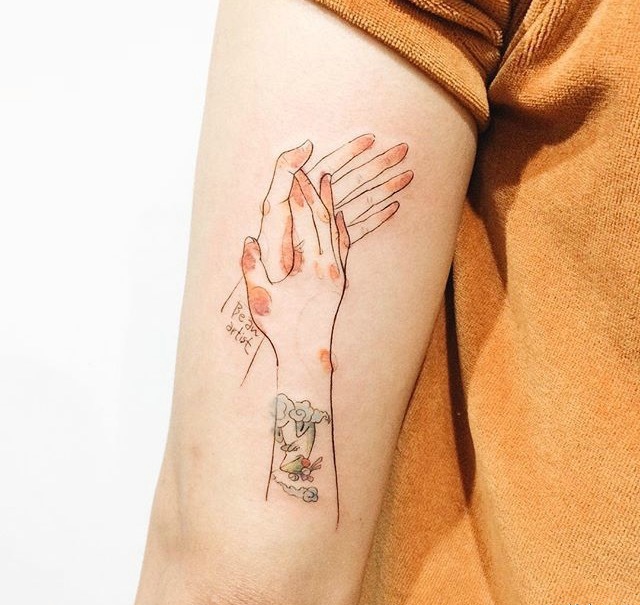 点击大图看下一张：一组小清新秀气的手臂纹身刺青