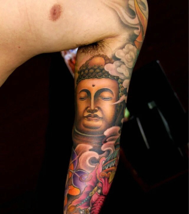 点击大图看下一张：花臂经典如来佛祖纹身图案很霸气